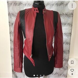 BCBGMaxAzria Women's Bold Red Leather Jacket